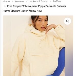 Free People Light Yellow Puffer Jacket